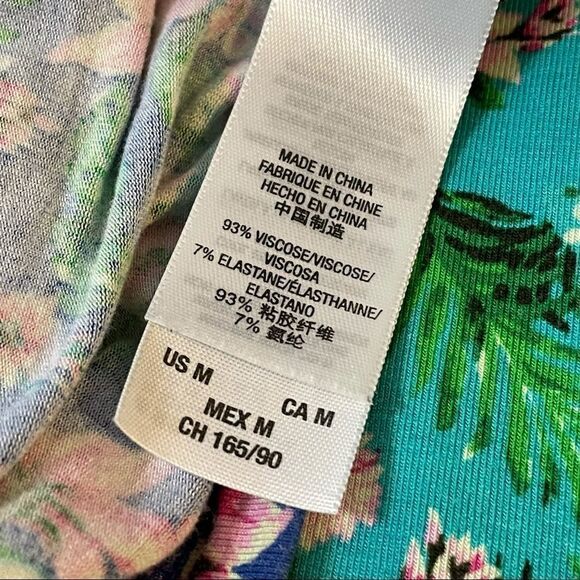 Juicy Couture Ombré Multicolor Crewneck Short Sleeve Floral Maxi Dress size M - Picture 9 of 14